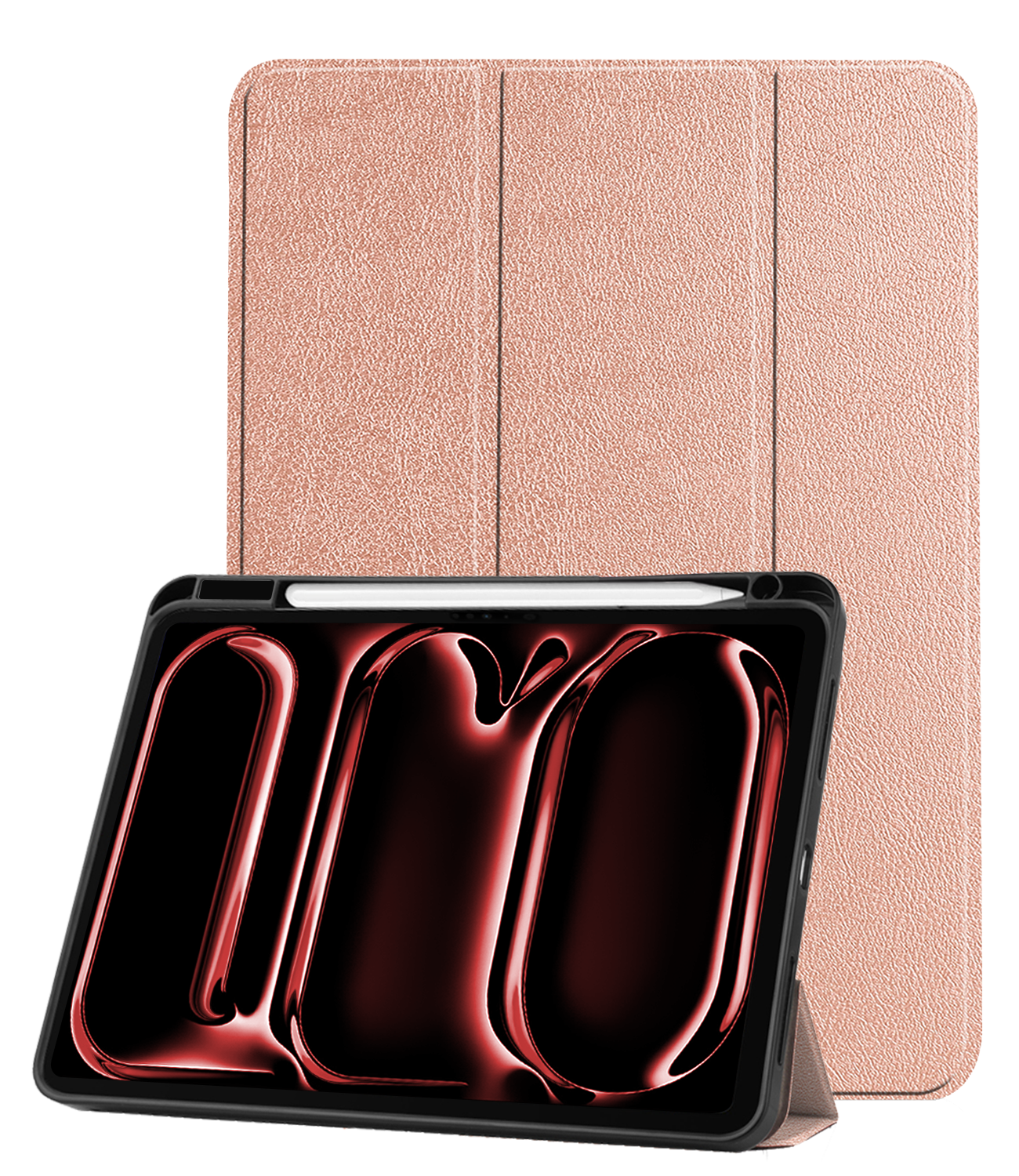 NoXx Hoesje Geschikt voor iPad Pro 2024 (11 inch) Hoesje Case Hard Cover Hoes Book Case Met Uitsparing Geschikt voor Apple Pencil - Rosé goud