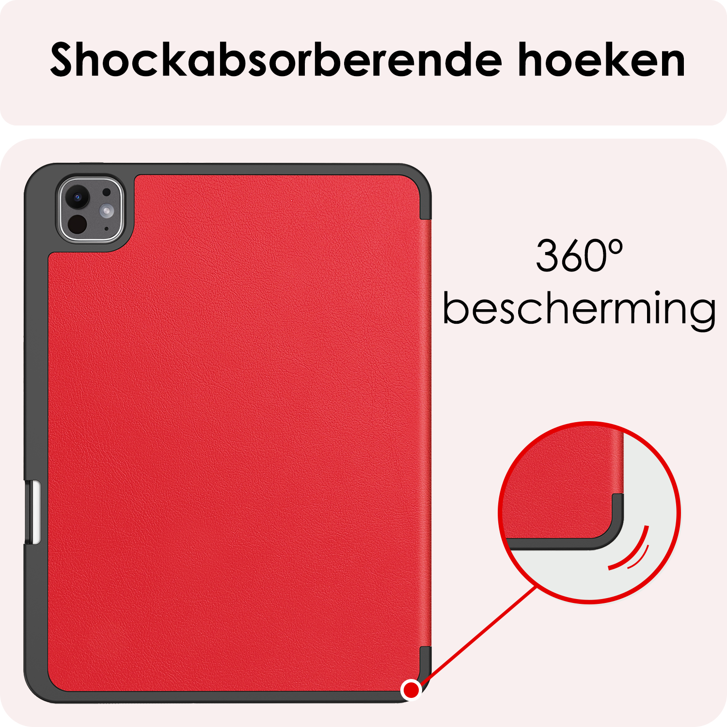 NoXx Hoesje Geschikt voor iPad Pro 2024 (11 inch) Hoesje Case Hard Cover Hoes Book Case Met Uitsparing Geschikt voor Apple Pencil - Rood