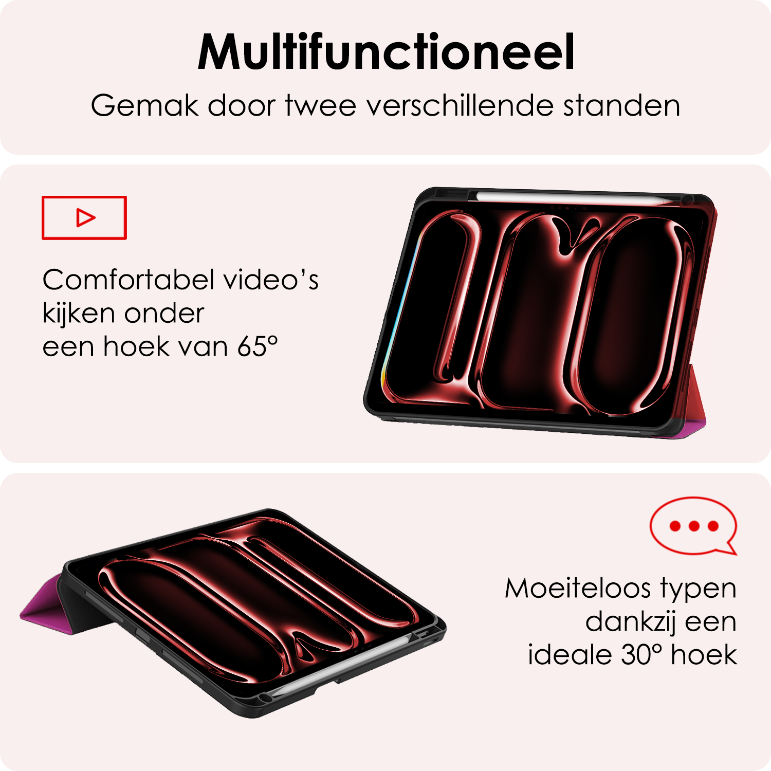 NoXx Hoesje Geschikt voor iPad Pro 2024 (11 inch) Hoesje Case Hard Cover Hoes Book Case Met Uitsparing Geschikt voor Apple Pencil - Paars