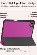 NoXx Hoesje Geschikt voor iPad Pro 2024 (11 inch) Hoesje Case Hard Cover Hoes Book Case Met Uitsparing Geschikt voor Apple Pencil - Paars