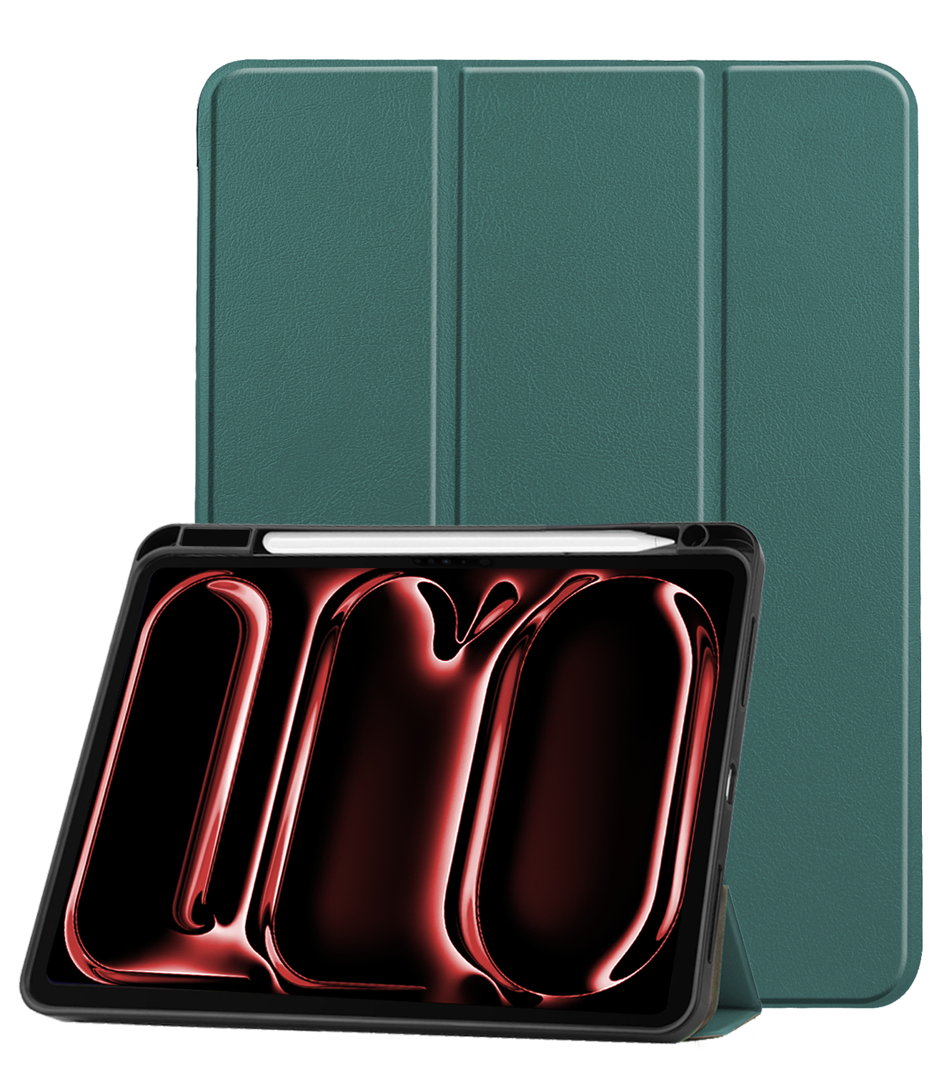 NoXx Hoesje Geschikt voor iPad Pro 2024 (11 inch) Hoesje Case Hard Cover Hoes Book Case Met Uitsparing Geschikt voor Apple Pencil - Donkergroen
