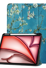 NoXx Hoesje Geschikt voor iPad Air 6 (13 inch) Hoesje Case Hard Cover Hoes Book Case Met Uitsparing Geschikt voor Apple Pencil - Bloesem