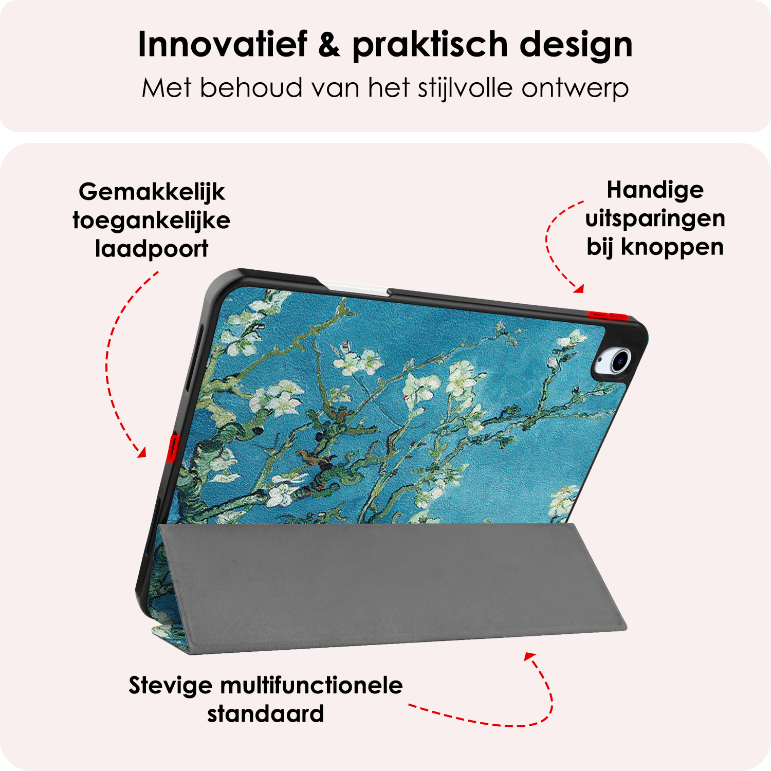 NoXx Hoesje Geschikt voor iPad Air 6 (13 inch) Hoesje Case Hard Cover Hoes Book Case Met Uitsparing Geschikt voor Apple Pencil - Bloesem
