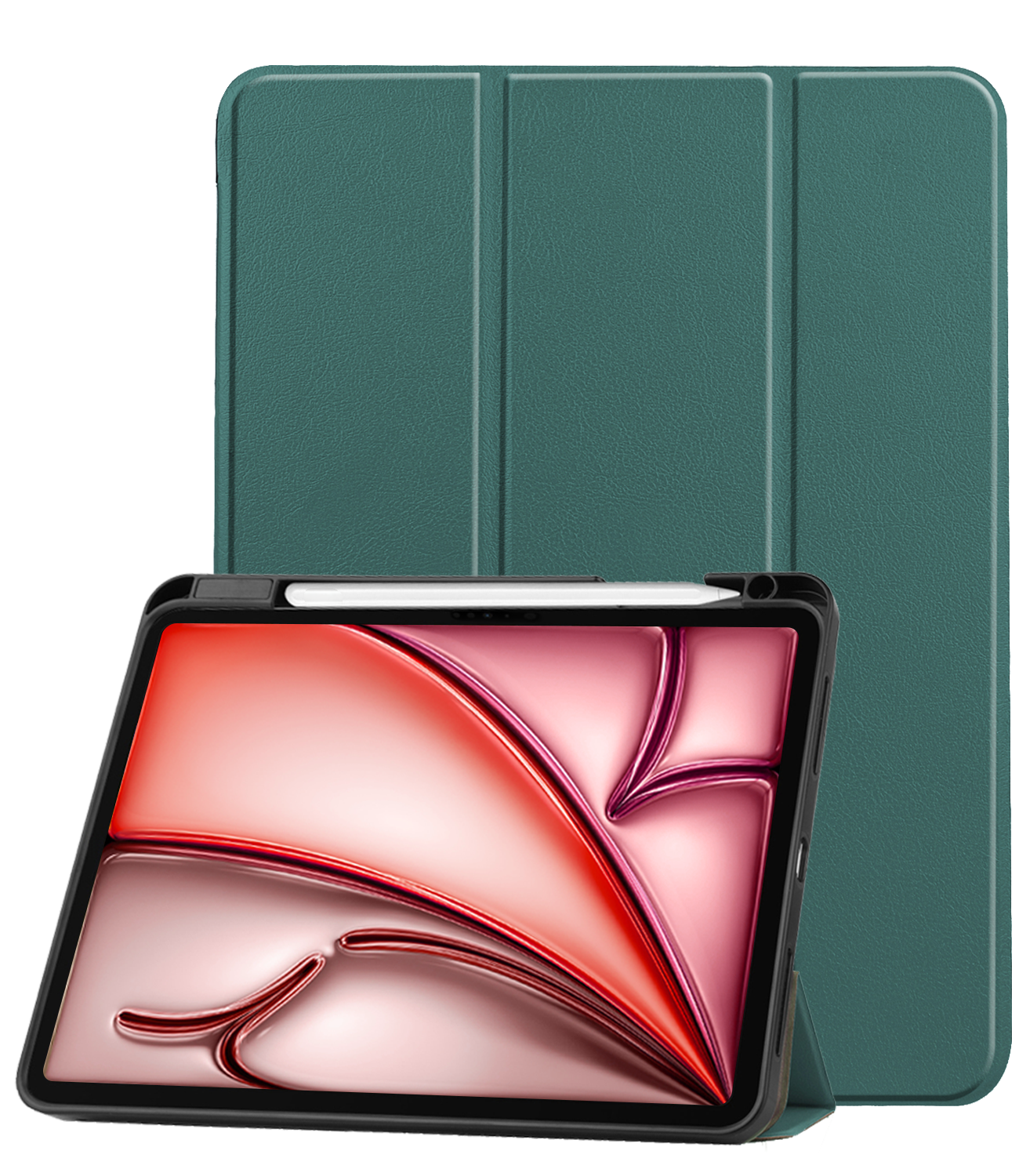 NoXx Hoesje Geschikt voor iPad Air 6 (13 inch) Hoesje Case Hard Cover Hoes Book Case Met Uitsparing Geschikt voor Apple Pencil - Donkergroen