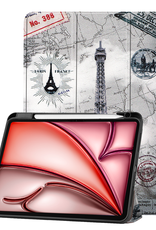 NoXx Hoesje Geschikt voor iPad Air 6 (13 inch) Hoesje Case Hard Cover Hoes Book Case Met Uitsparing Geschikt voor Apple Pencil - Eiffeltoren