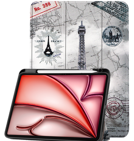 NoXx NoXx iPad Air 6 (13 inch) Hoesje Met Uitsparing Apple Pencil - Eiffeltoren