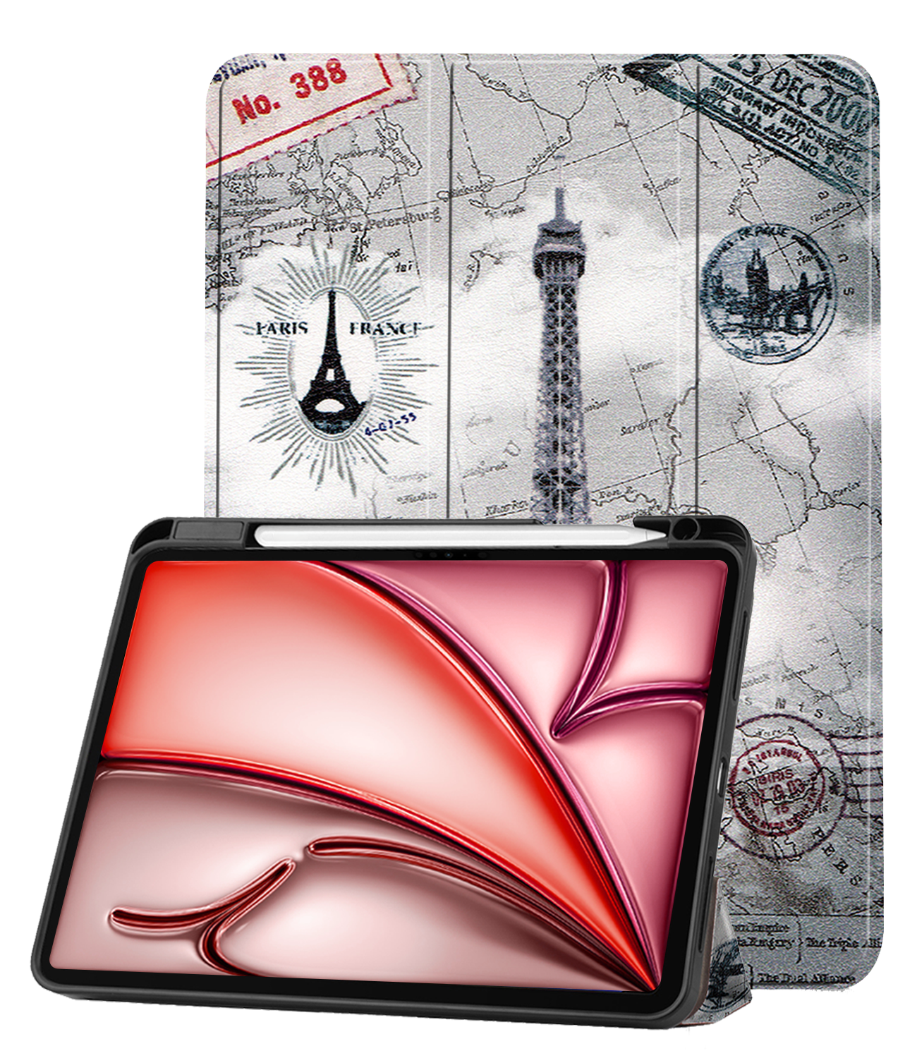 NoXx Hoesje Geschikt voor iPad Air 6 (13 inch) Hoesje Case Hard Cover Hoes Book Case Met Uitsparing Geschikt voor Apple Pencil - Eiffeltoren