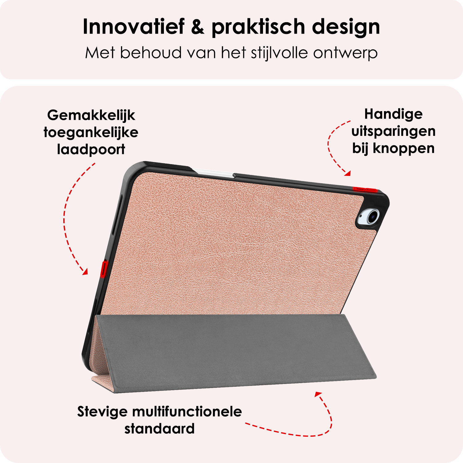 NoXx Hoesje Geschikt voor iPad Air 6 (13 inch) Hoesje Case Hard Cover Hoes Book Case Met Uitsparing Geschikt voor Apple Pencil - Rosé goud