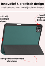 NoXx Hoesje Geschikt voor iPad Pro 2024 (13 inch) Hoesje Case Hard Cover Hoes Book Case Met Uitsparing Geschikt voor Apple Pencil Met Screenprotector - Donkergroen