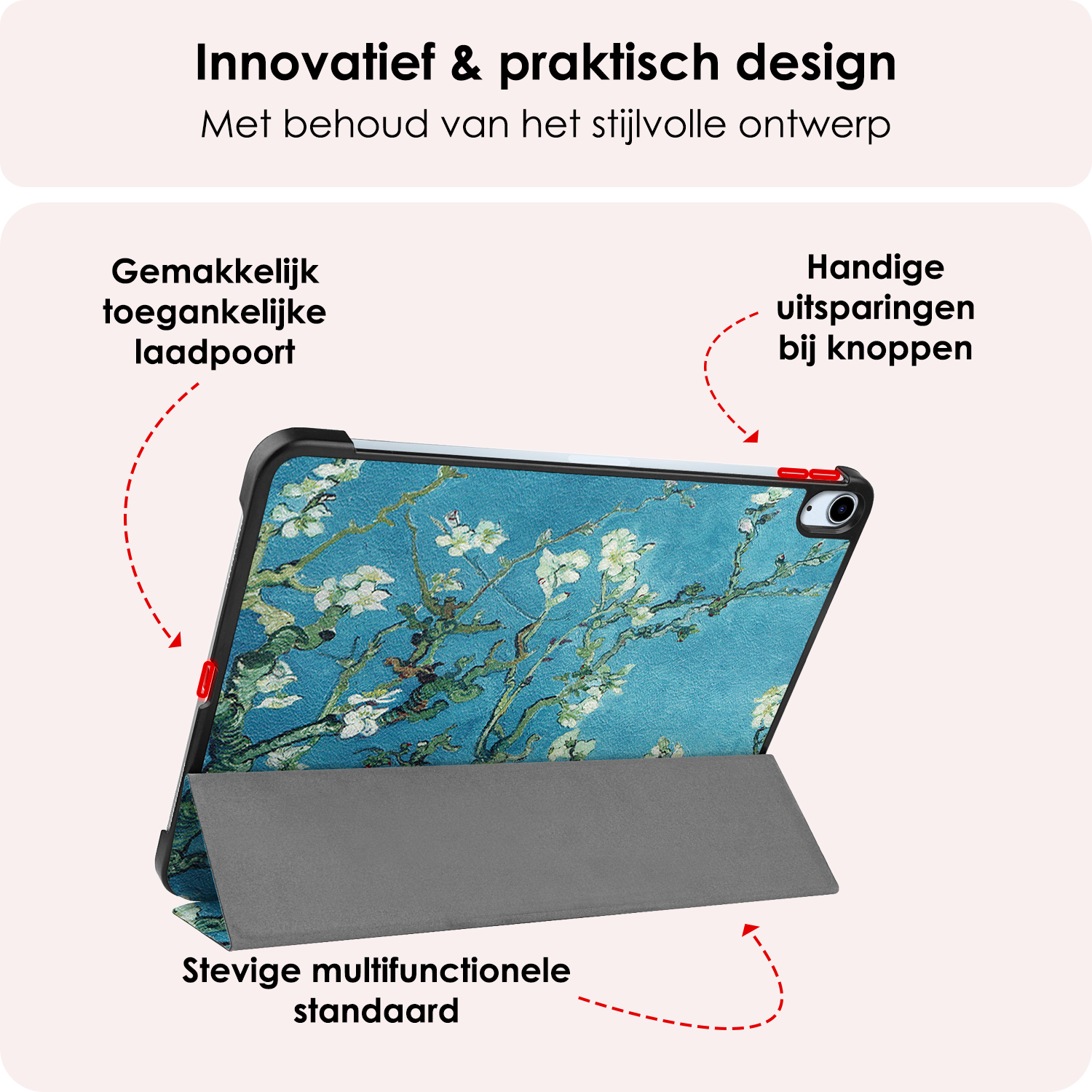 NoXx Hoesje Geschikt voor iPad Air 6 (11 inch) Hoesje Case Hard Cover Hoes Book Case Met Screenprotector - Bloesem