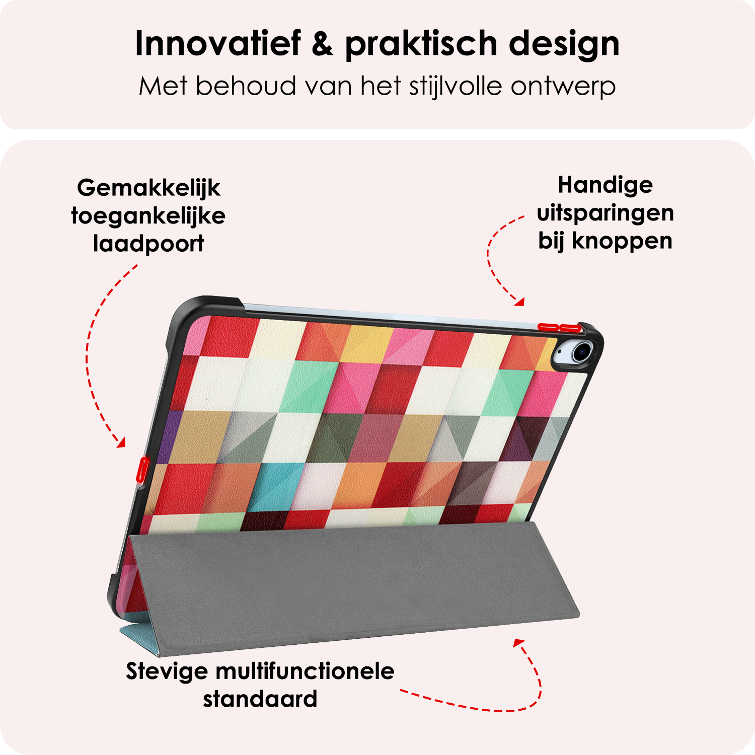 NoXx Hoesje Geschikt voor iPad Air 6 (11 inch) Hoesje Case Hard Cover Hoes Book Case Met Screenprotector - Blokken
