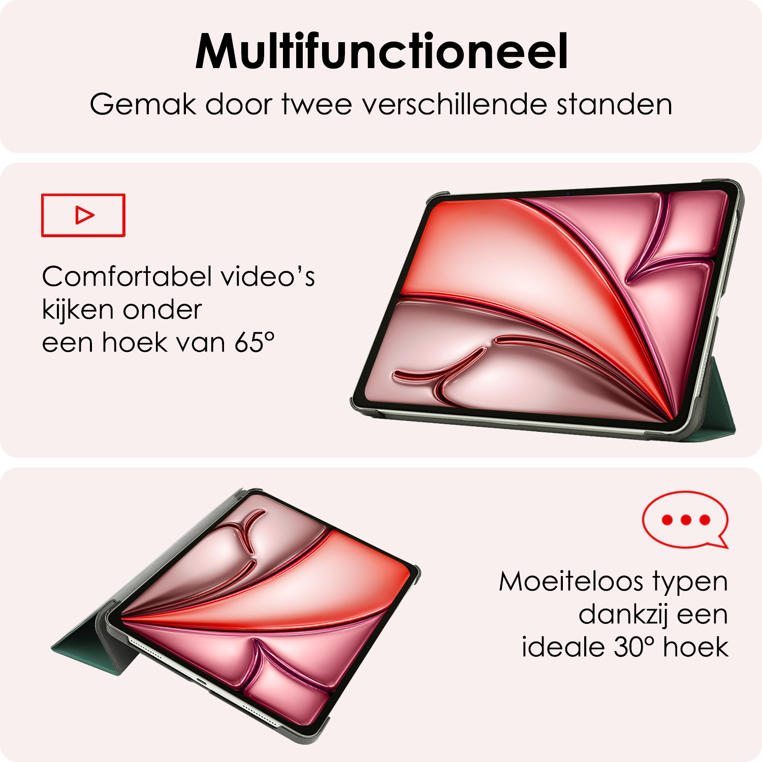 NoXx Hoesje Geschikt voor iPad Air 6 (11 inch) Hoesje Case Hard Cover Hoes Book Case Met Screenprotector - Donkergroen