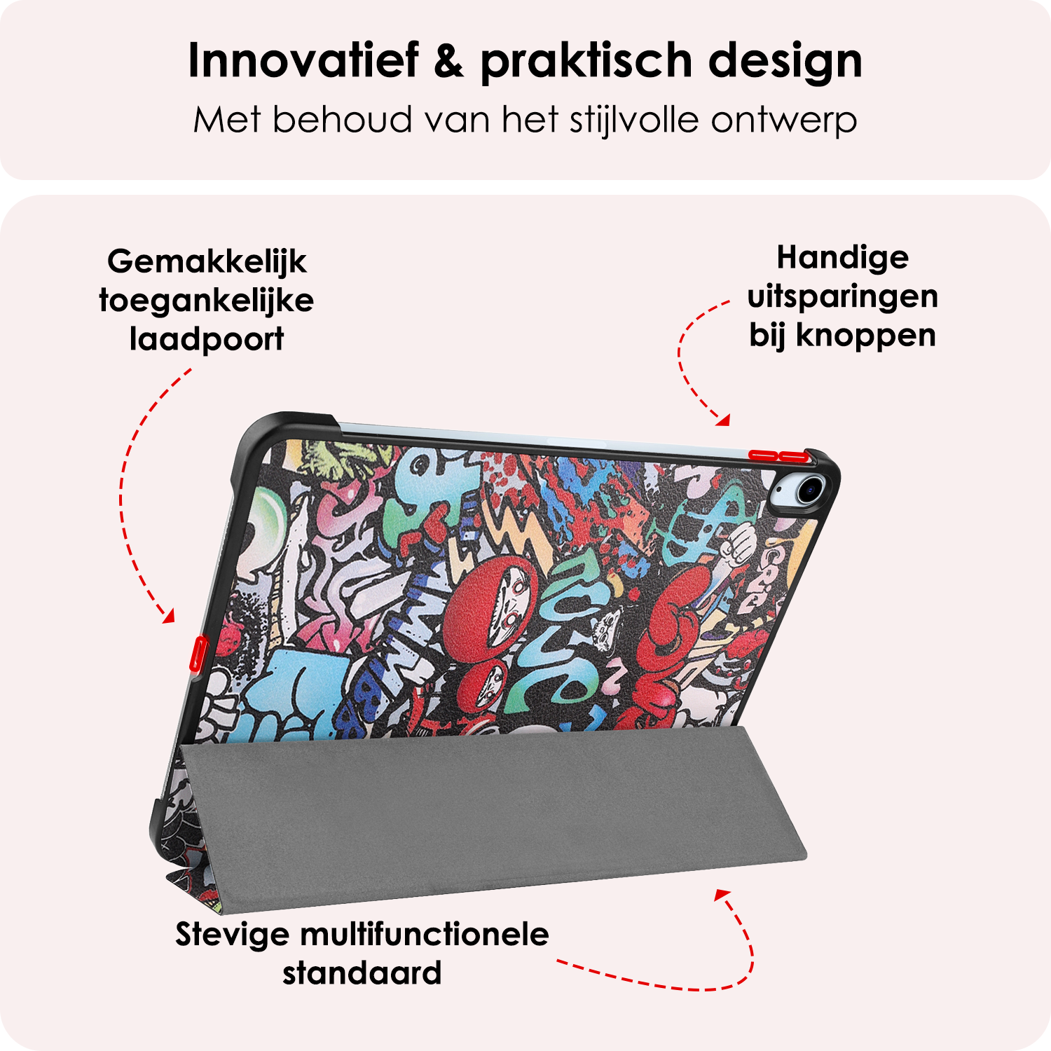 NoXx Hoesje Geschikt voor iPad Air 6 (11 inch) Hoesje Case Hard Cover Hoes Book Case Met Screenprotector - Graffity