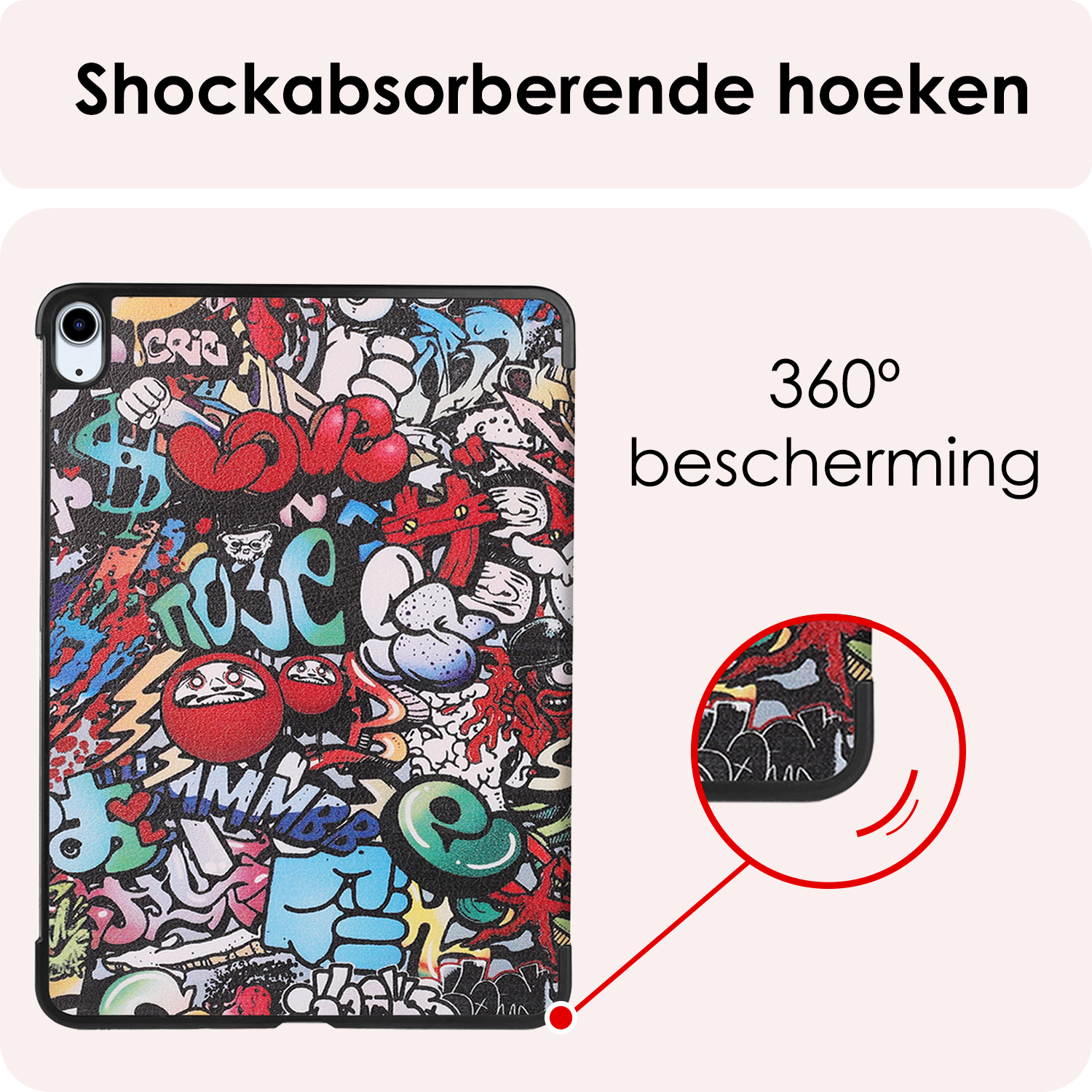 NoXx Hoesje Geschikt voor iPad Air 6 (11 inch) Hoesje Case Hard Cover Hoes Book Case Met Screenprotector - Graffity