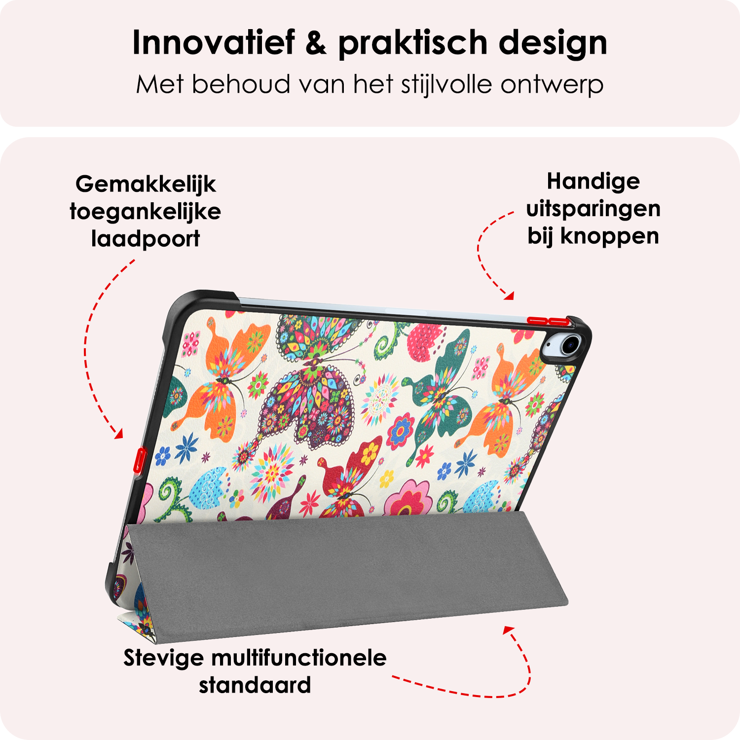 NoXx iPad Air 2024 Hoes Book Case Met Screenprotector - iPad Air 6 (11 inch) Hoesje Cover Case - Vlinders