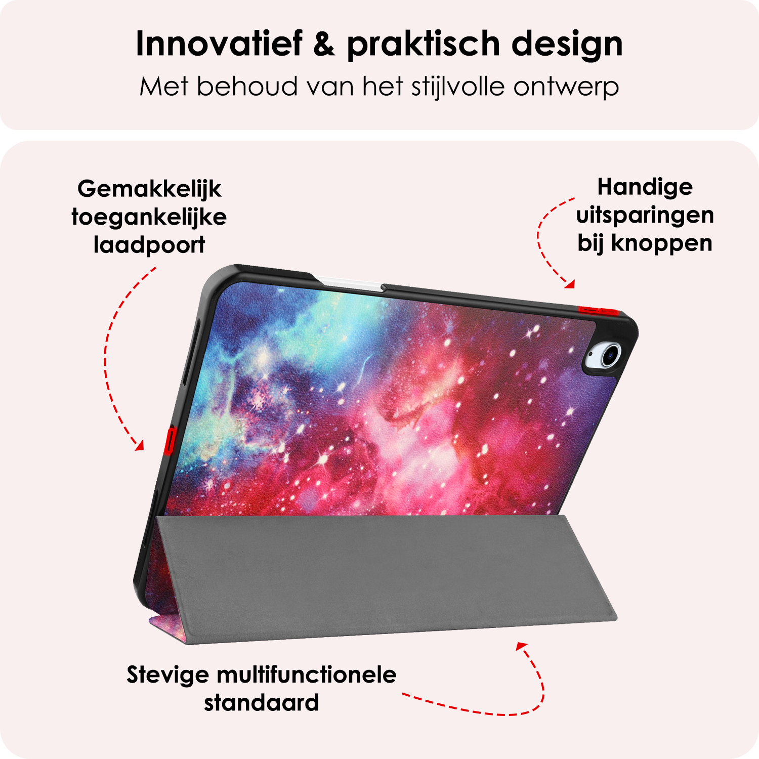NoXx Hoesje Geschikt voor iPad Air 6 (11 inch) Hoesje Case Hard Cover Hoes Book Case Met Uitsparing Geschikt voor Apple Pencil Met Screenprotector - Galaxy