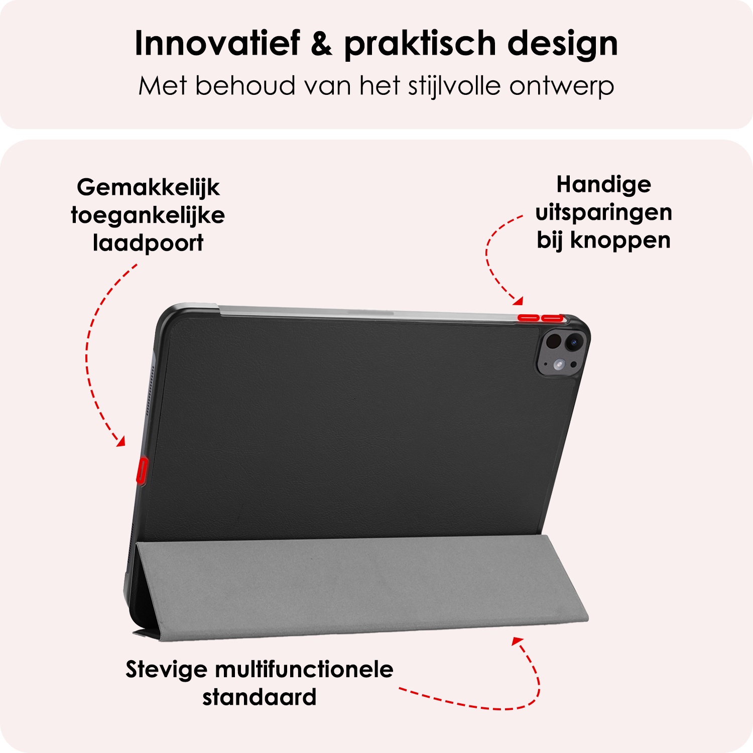 NoXx Hoesje Geschikt voor iPad Pro 2024 (13 inch) Hoesje Case Hard Cover Hoes Book Case Met Screenprotector - Zwart
