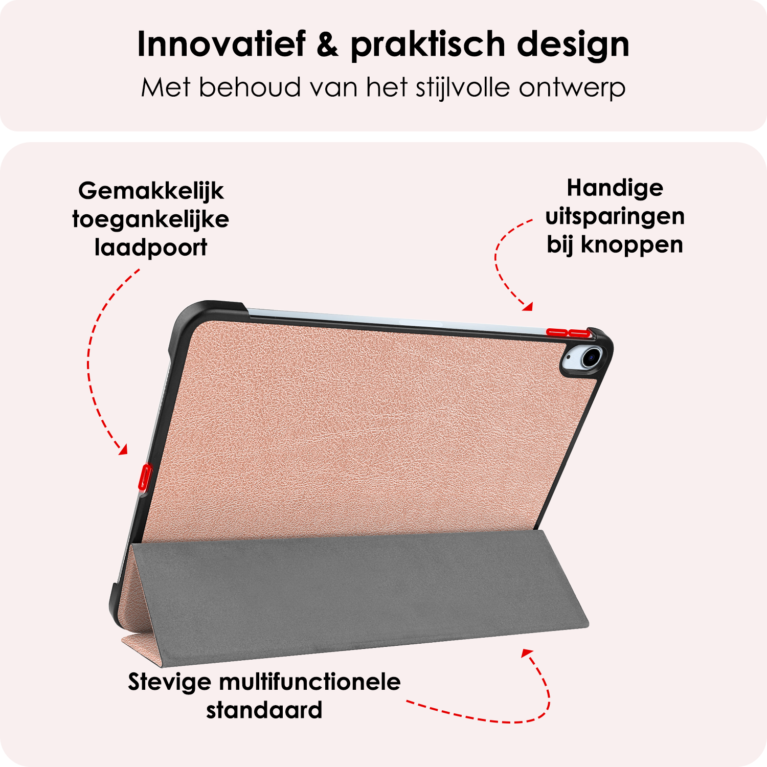 NoXx Hoesje Geschikt voor iPad Air 6 (13 inch) Hoesje Case Hard Cover Hoes Book Case Met Screenprotector - Rosé goud