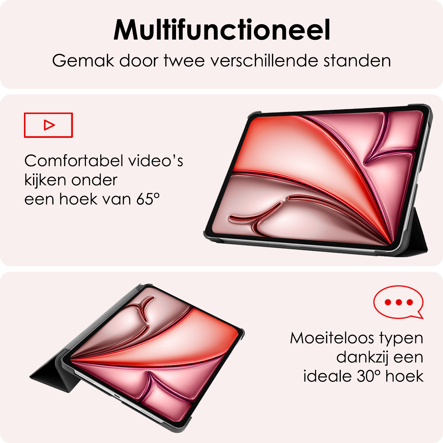 NoXx Hoesje Geschikt voor iPad Air 6 (13 inch) Hoesje Case Hard Cover Hoes Book Case Met Screenprotector - Zwart