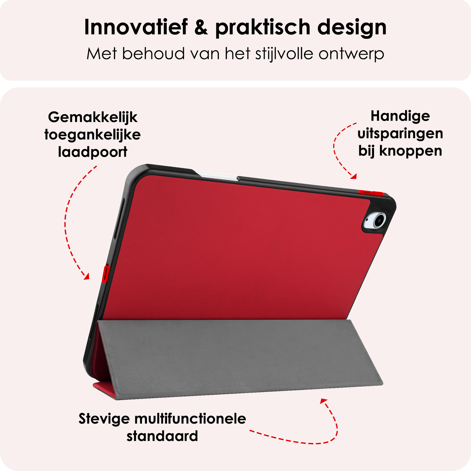 NoXx Hoesje Geschikt voor iPad Air 6 (13 inch) Hoesje Case Hard Cover Hoes Book Case Met Uitsparing Geschikt voor Apple Pencil Met Screenprotector - Rood