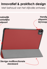 NoXx Hoesje Geschikt voor iPad Pro 2024 (11 inch) Hoesje Case Hard Cover Hoes Book Case Met Screenprotector - Donkerrood