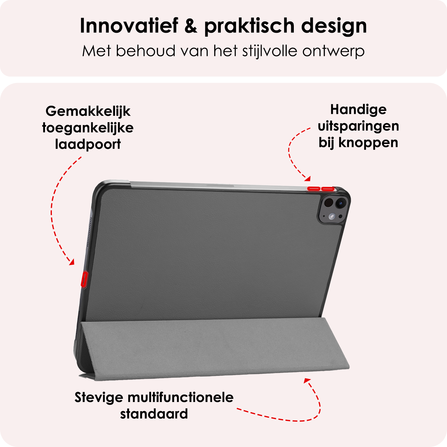 NoXx Hoesje Geschikt voor iPad Pro 2024 (11 inch) Hoesje Case Hard Cover Hoes Book Case Met Screenprotector - Grijs