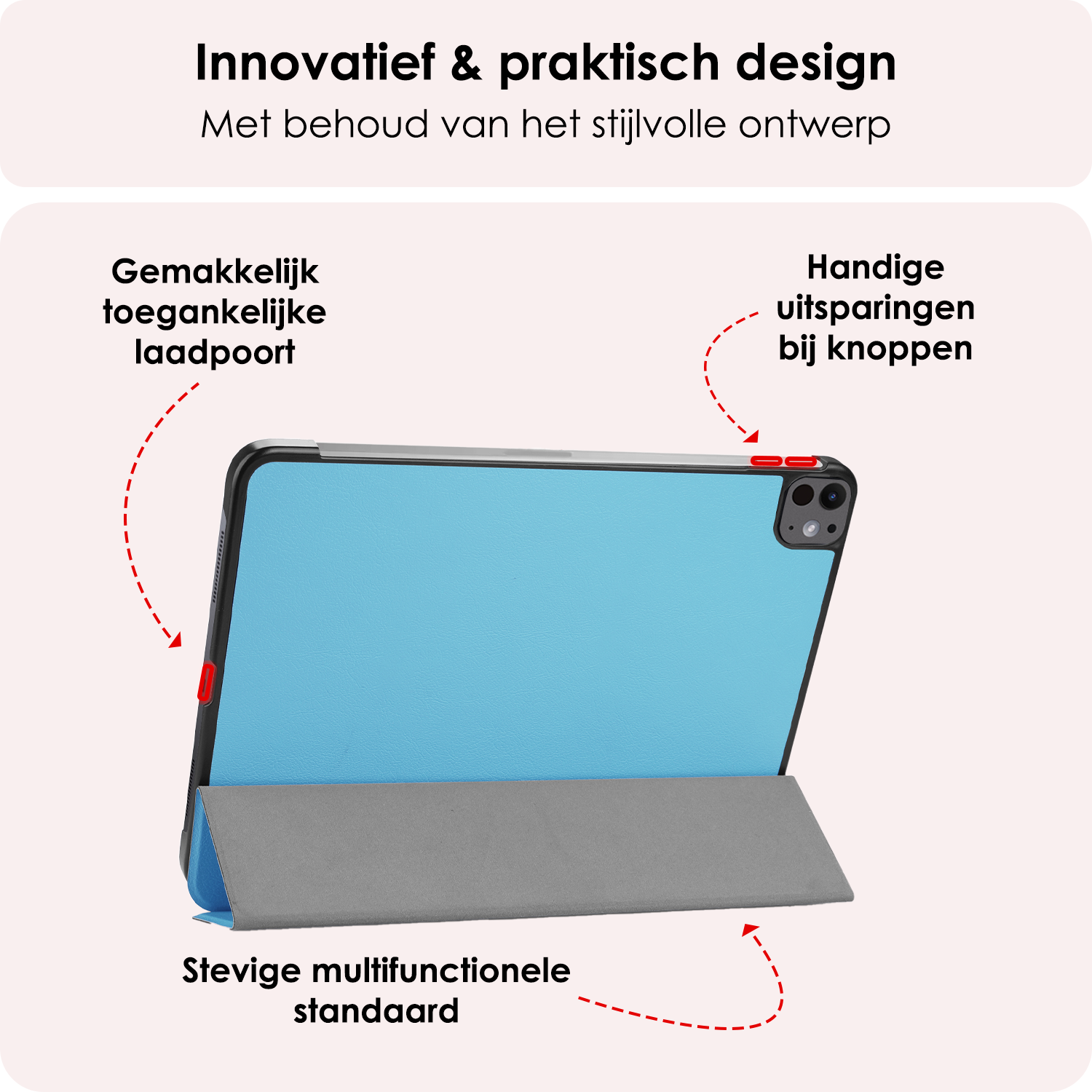 NoXx Hoesje Geschikt voor iPad Pro 2024 (11 inch) Hoesje Case Hard Cover Hoes Book Case Met Screenprotector - Lichtblauw