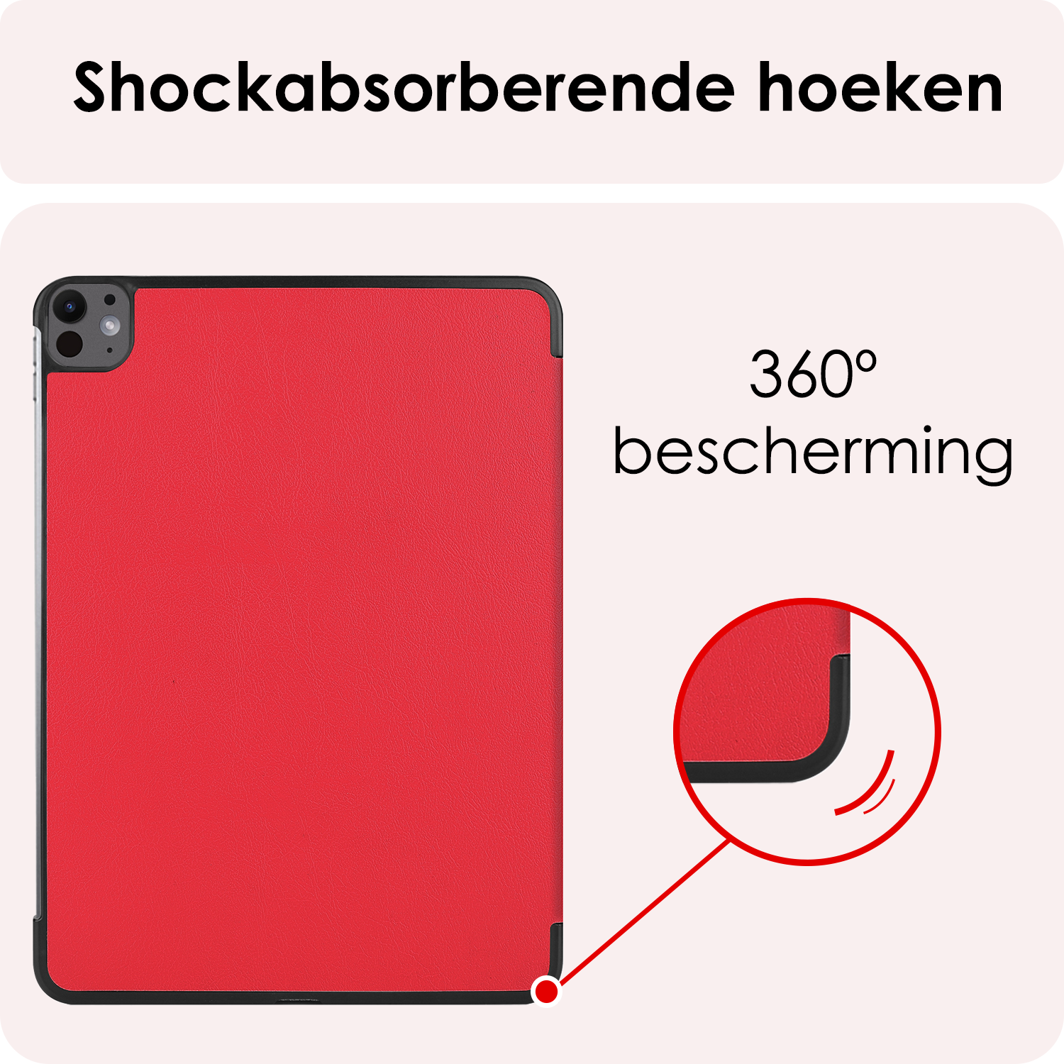 NoXx Hoesje Geschikt voor iPad Pro 2024 (11 inch) Hoesje Case Hard Cover Hoes Book Case Met Screenprotector - Rood