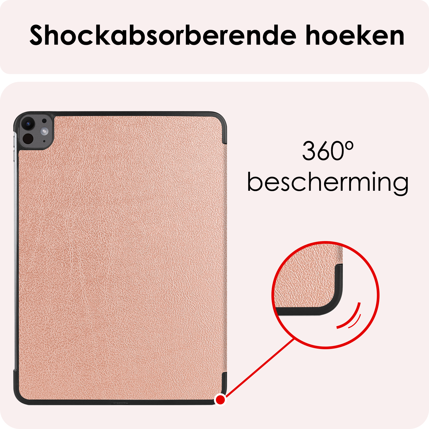 NoXx Hoesje Geschikt voor iPad Pro 2024 (11 inch) Hoesje Case Hard Cover Hoes Book Case Met Screenprotector - Rosé goud