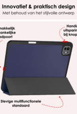 NoXx Hoesje Geschikt voor iPad Pro 2024 (11 inch) Hoesje Case Hard Cover Hoes Book Case Met Uitsparing Geschikt voor Apple Pencil Met Screenprotector - Donkerblauw