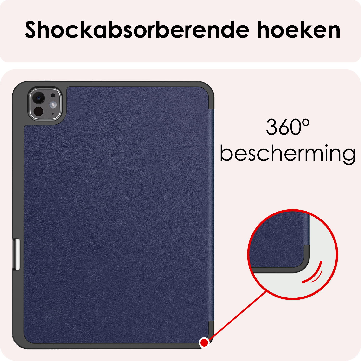 NoXx Hoesje Geschikt voor iPad Pro 2024 (11 inch) Hoesje Case Hard Cover Hoes Book Case Met Uitsparing Geschikt voor Apple Pencil Met Screenprotector - Donkerblauw