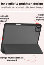NoXx Hoesje Geschikt voor iPad Pro 2024 (11 inch) Hoesje Case Hard Cover Hoes Book Case Met Uitsparing Geschikt voor Apple Pencil Met Screenprotector - Grijs
