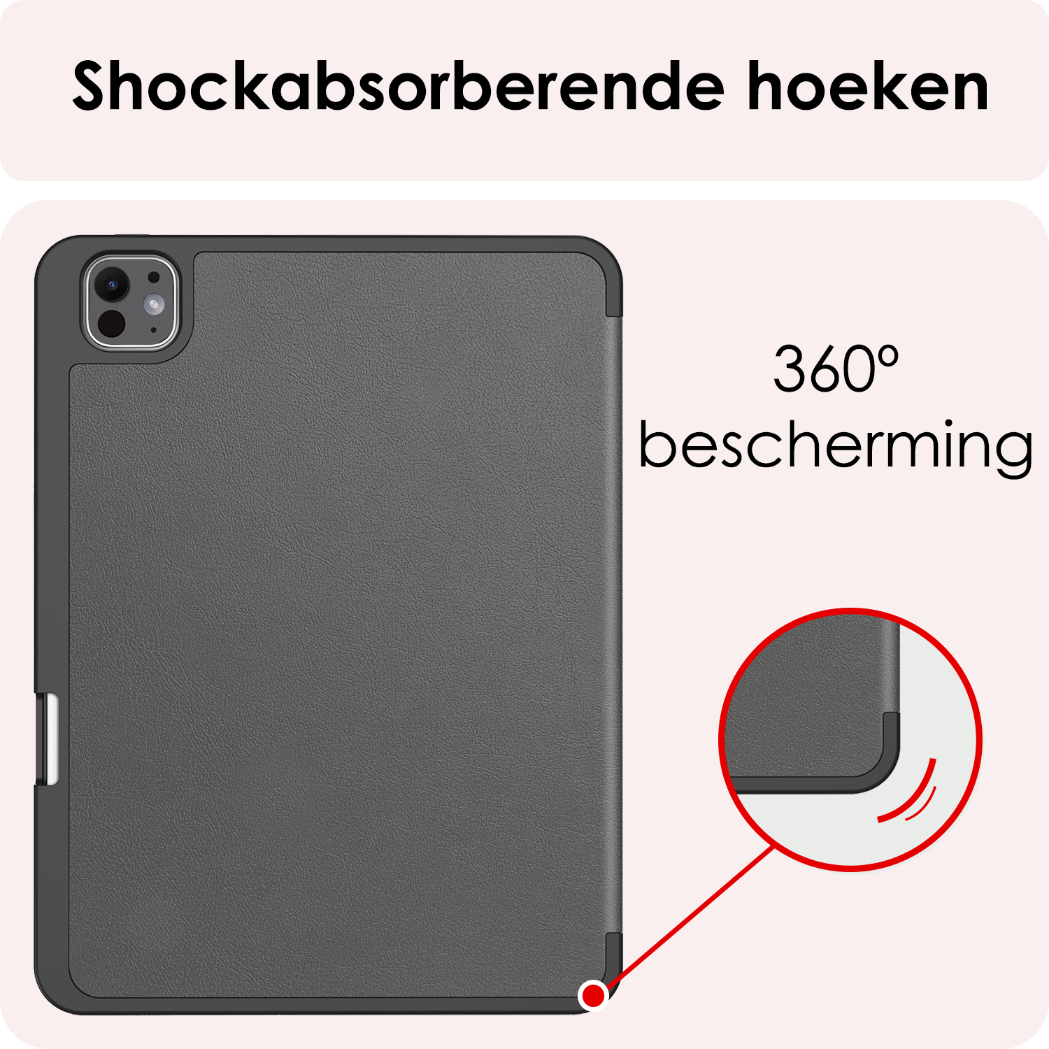 NoXx Hoesje Geschikt voor iPad Pro 2024 (11 inch) Hoesje Case Hard Cover Hoes Book Case Met Uitsparing Geschikt voor Apple Pencil Met Screenprotector - Grijs