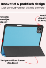 NoXx Hoesje Geschikt voor iPad Pro 2024 (11 inch) Hoesje Case Hard Cover Hoes Book Case Met Uitsparing Geschikt voor Apple Pencil Met Screenprotector - Lichtblauw