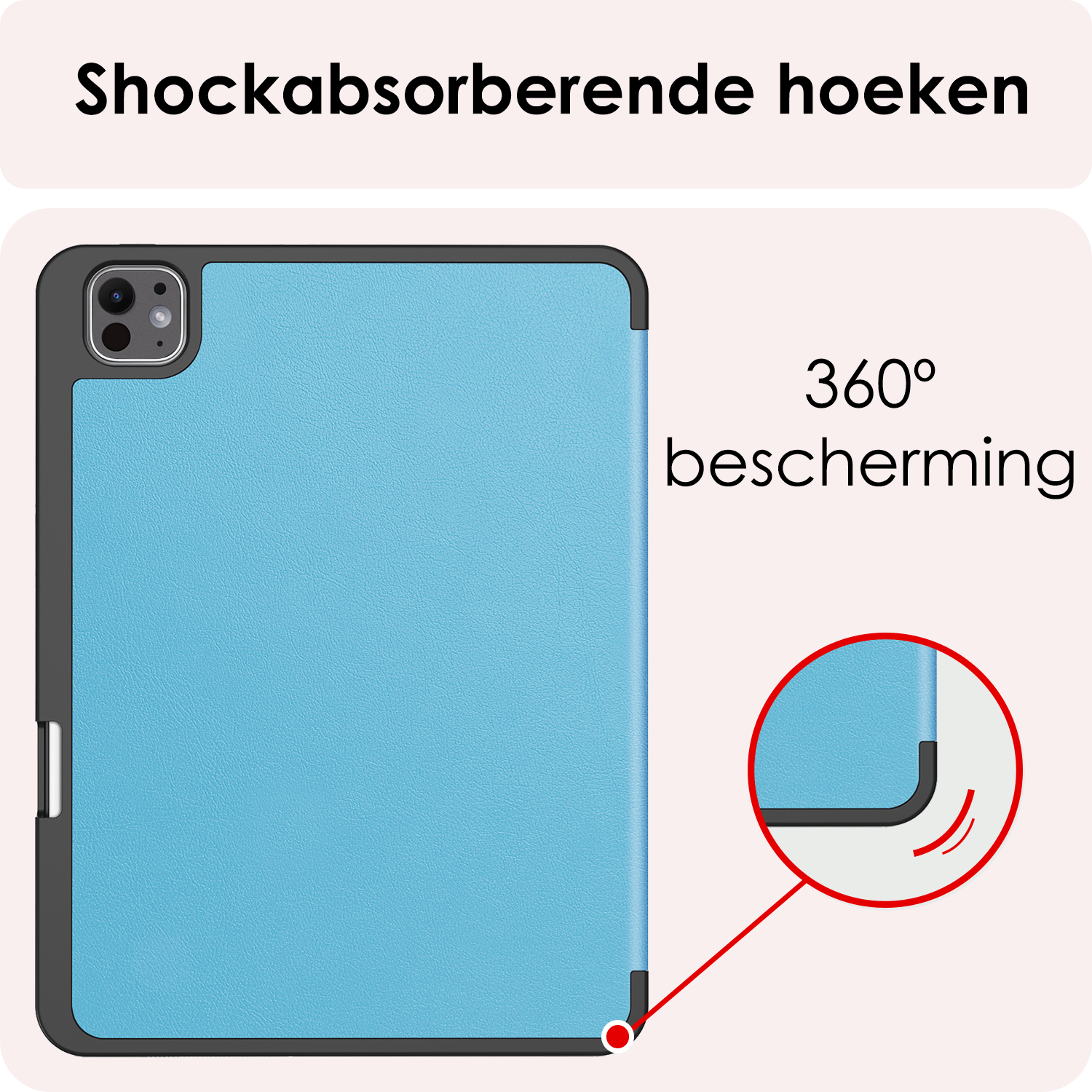 NoXx Hoesje Geschikt voor iPad Pro 2024 (11 inch) Hoesje Case Hard Cover Hoes Book Case Met Uitsparing Geschikt voor Apple Pencil Met Screenprotector - Lichtblauw