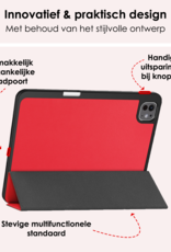 NoXx Hoesje Geschikt voor iPad Pro 2024 (11 inch) Hoesje Case Hard Cover Hoes Book Case Met Uitsparing Geschikt voor Apple Pencil Met Screenprotector - Rood