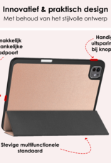 NoXx Hoesje Geschikt voor iPad Pro 2024 (11 inch) Hoesje Case Hard Cover Hoes Book Case Met Uitsparing Geschikt voor Apple Pencil Met Screenprotector - Rosé goud