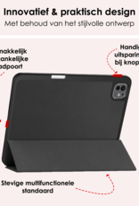 NoXx Hoesje Geschikt voor iPad Pro 2024 (11 inch) Hoesje Case Hard Cover Hoes Book Case Met Uitsparing Geschikt voor Apple Pencil Met Screenprotector - Zwart