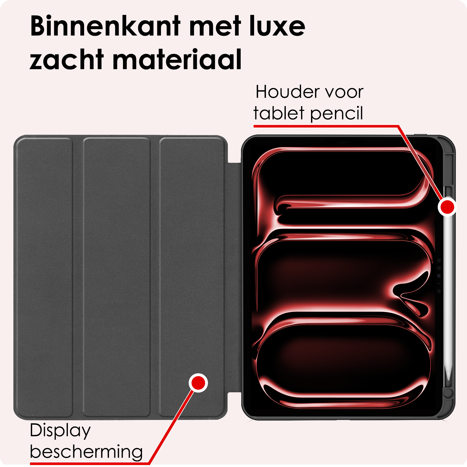 NoXx Hoesje Geschikt voor iPad Pro 2024 (11 inch) Hoesje Case Hard Cover Hoes Book Case Met Uitsparing Geschikt voor Apple Pencil Met Screenprotector - Zwart