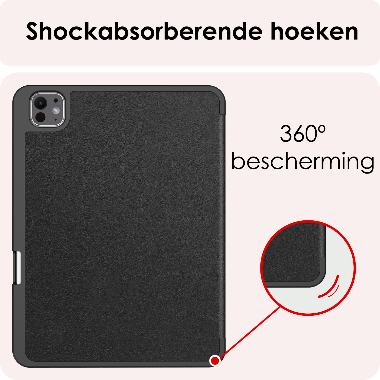 NoXx Hoesje Geschikt voor iPad Pro 2024 (11 inch) Hoesje Case Hard Cover Hoes Book Case Met Uitsparing Geschikt voor Apple Pencil Met Screenprotector - Zwart