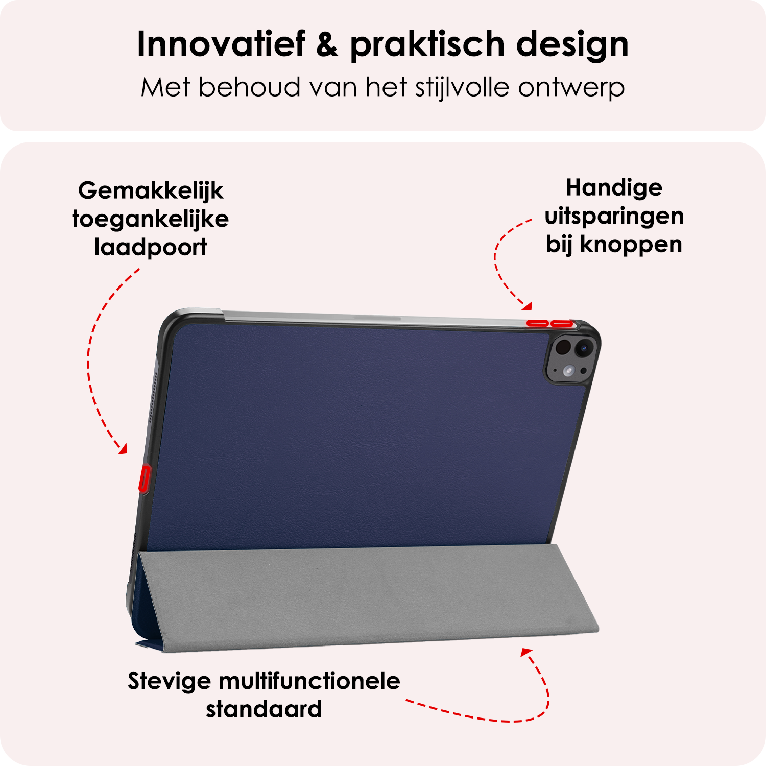 NoXx Hoesje Geschikt voor iPad Pro 2024 (13 inch) Hoesje Case Hard Cover Hoes Book Case Met Screenprotector - Donkerblauw