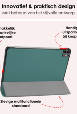NoXx Hoesje Geschikt voor iPad Pro 2024 (13 inch) Hoesje Case Hard Cover Hoes Book Case Met Screenprotector - Donkergroen