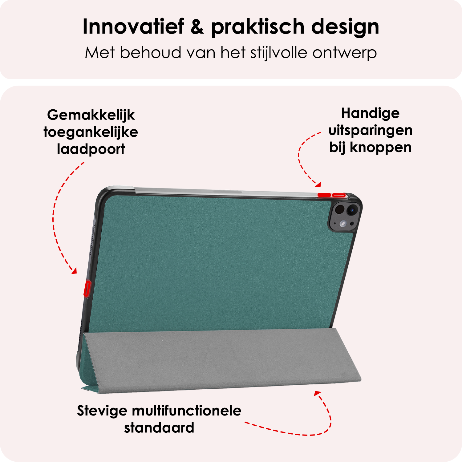 NoXx Hoesje Geschikt voor iPad Pro 2024 (13 inch) Hoesje Case Hard Cover Hoes Book Case Met Screenprotector - Donkergroen