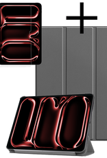 NoXx Hoesje Geschikt voor iPad Pro 2024 (13 inch) Hoesje Case Hard Cover Hoes Book Case Met Screenprotector - Grijs