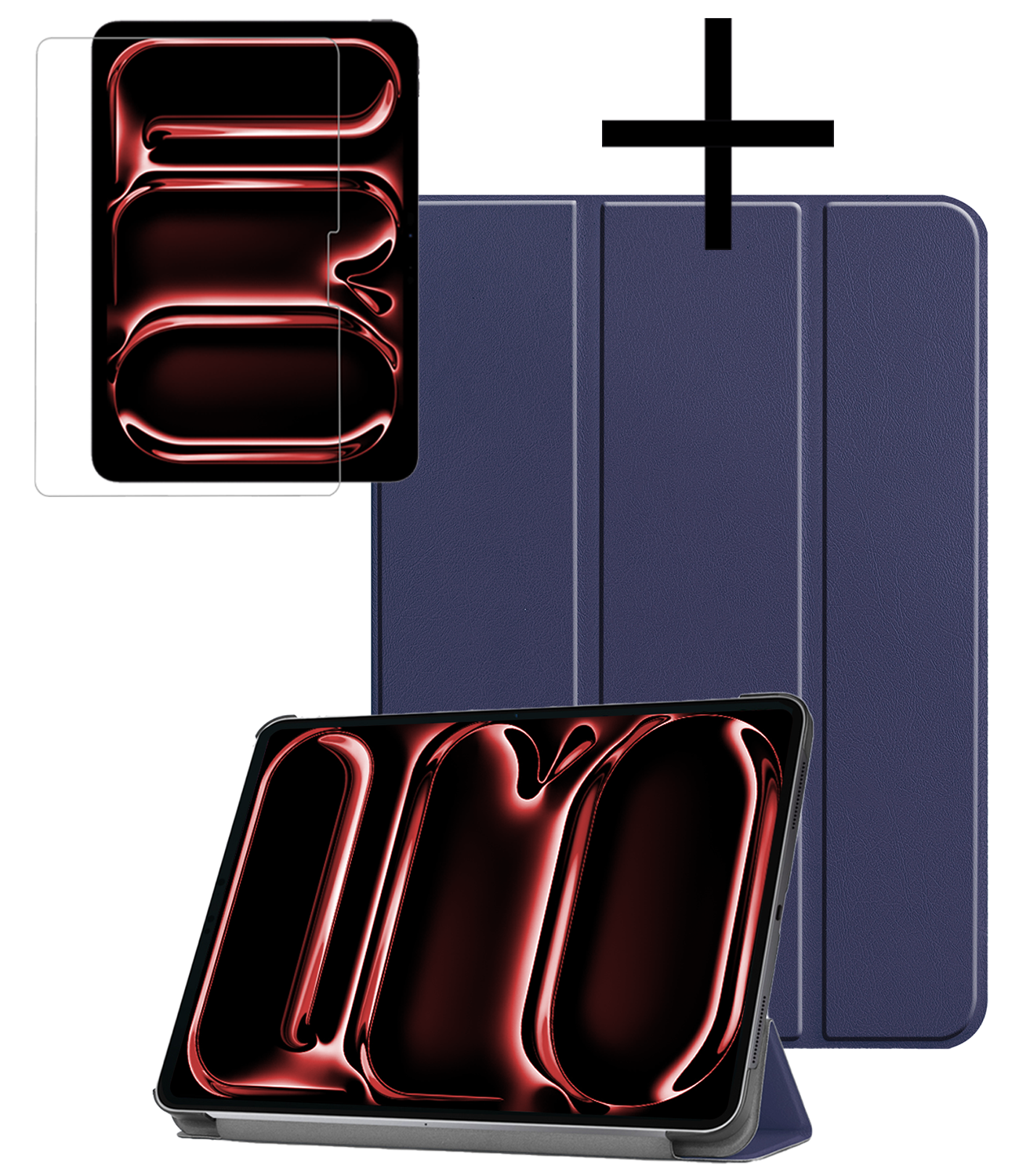 NoXx Hoesje Geschikt voor iPad Pro 2024 (13 inch) Hoesje Case Hard Cover Hoes Book Case Met Screenprotector - Donkerblauw