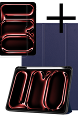 NoXx Hoesje Geschikt voor iPad Pro 2024 (13 inch) Hoesje Case Hard Cover Hoes Book Case Met Uitsparing Geschikt voor Apple Pencil Met Screenprotector - Donkerblauw