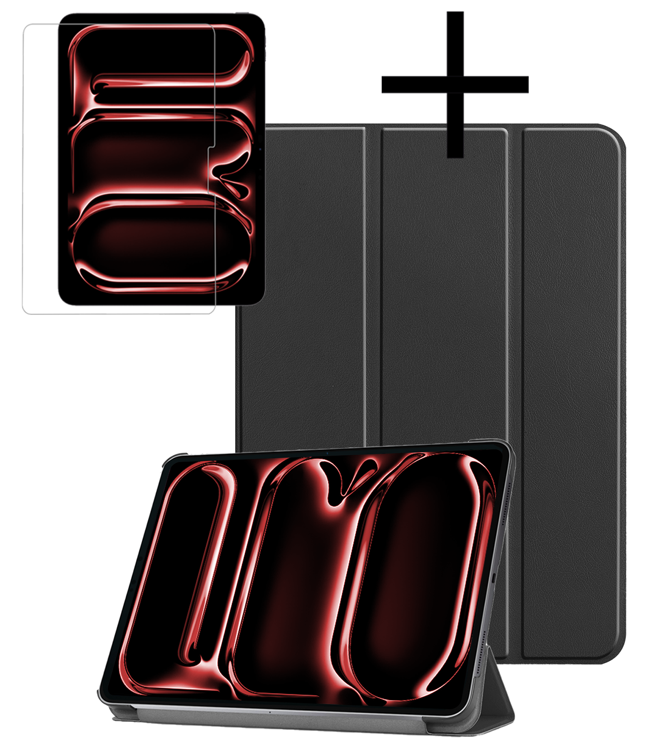 NoXx Hoesje Geschikt voor iPad Pro 2024 (13 inch) Hoesje Case Hard Cover Hoes Book Case Met Screenprotector - Zwart