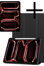 NoXx Hoesje Geschikt voor iPad Pro 2024 (11 inch) Hoesje Case Hard Cover Hoes Book Case Met Uitsparing Geschikt voor Apple Pencil Met Screenprotector - Zwart