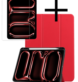 NoXx NoXx iPad Pro 2024 (11 inch) Hoesje Met Uitsparing Apple Pencil Met Screenprotector - Rood