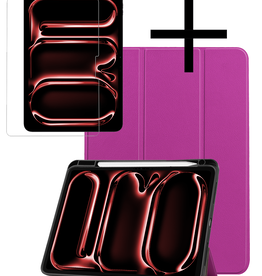 NoXx NoXx iPad Pro 2024 (11 inch) Hoesje Met Uitsparing Apple Pencil Met Screenprotector - Paars